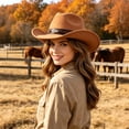 thumbnail image 2 of LILIYA Womens Western Cowboy Hat, Classic Wide Brim Breathable Beach Cowgirl Headwear with Decorative Band, Lightweight Sun Protection Summer Hat, 2 of 5