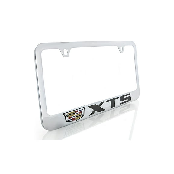 Cadillac XTS Brass License Plate Frame with Chrome Finish (2 hole)