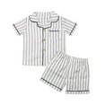 thumbnail image 1 of EYIIYE 2 Pcs Pyjama d'Été pour Tout-Petits Enfants, Haut à Manches Courtes à Boutons + Shorts, 1 of 7