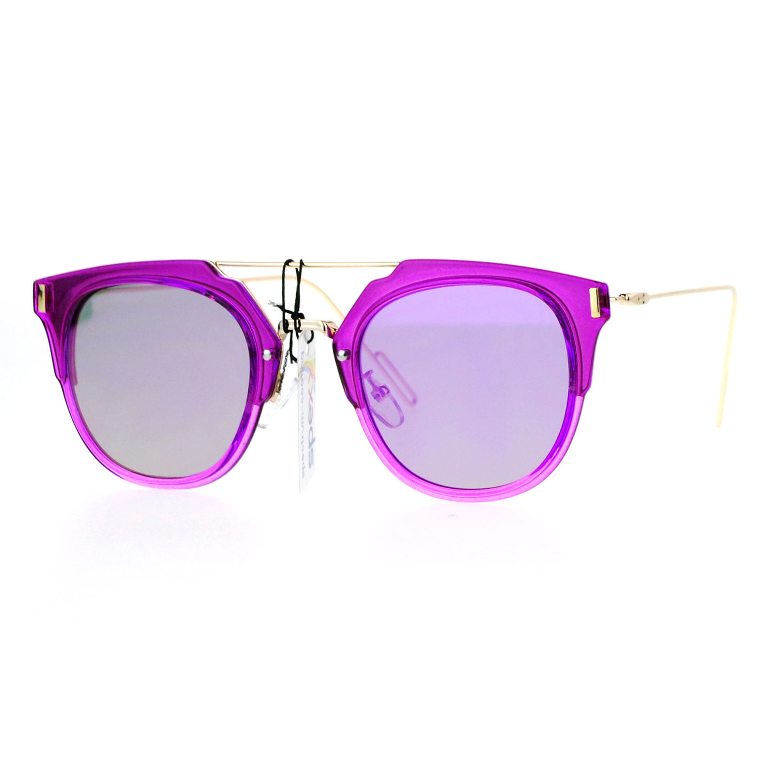 SA106 Womens Half Horn Rim Exposed Lens Retro Designer Sunglasses 