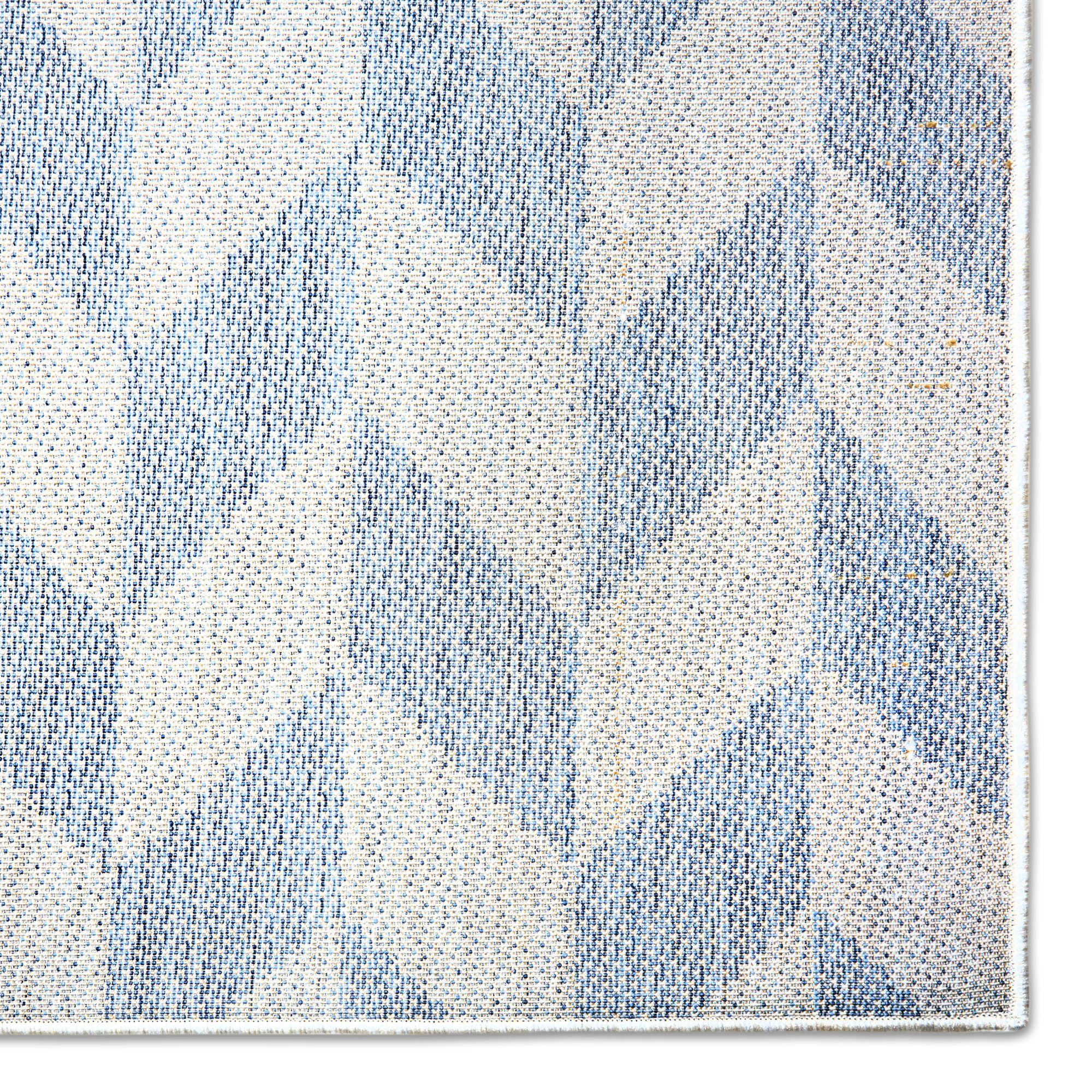 Nicole Miller New York Patio Country Calla Contemporary Herringbone Indoor/Outdoor Runner Area Rug, Blue/Grey, 1'9"x7'2"