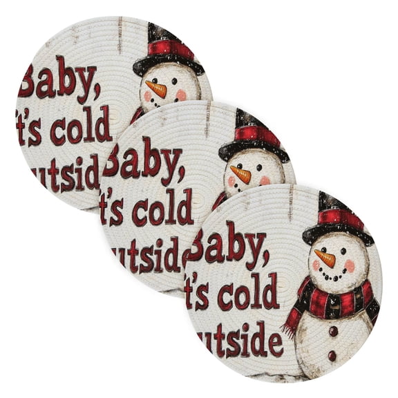 BZSMCE Mats for Pots,Pans Place Lovely Snowman with Hat Simple Style Pattern Pot Mats