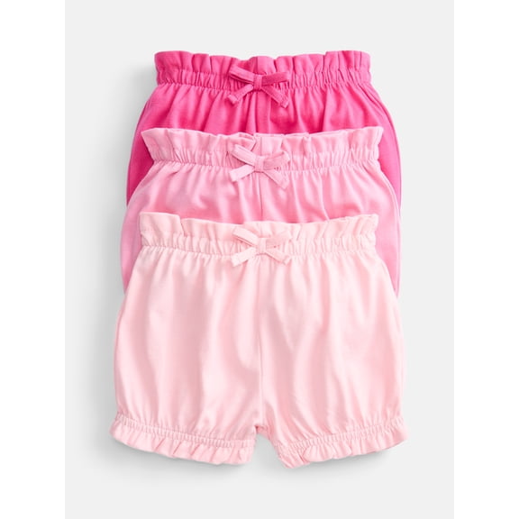 Wonder Nation Baby Girls' Bubble Shorts, 3-Pack, Sizes 0M-24M