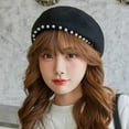 thumbnail image 4 of SikaFu Berets New Autumn Winter Wool Hat Women Cute Pearls French Beret Hat High Quality Painter Artist Octagonal Hats for Women, 4 of 6