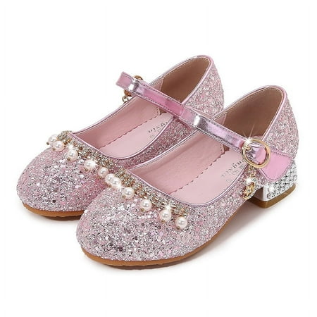 

Girls‘ high heels sequined Spring and Autumn new children‘s shoes shoes baby single shoes ice snow Elsa performance shoes