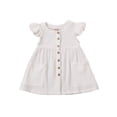 thumbnail image 1 of Gupgi Filles Volent Robe Manches Couleur Unie Col Rond Robes à une Poitrine, 1 of 9