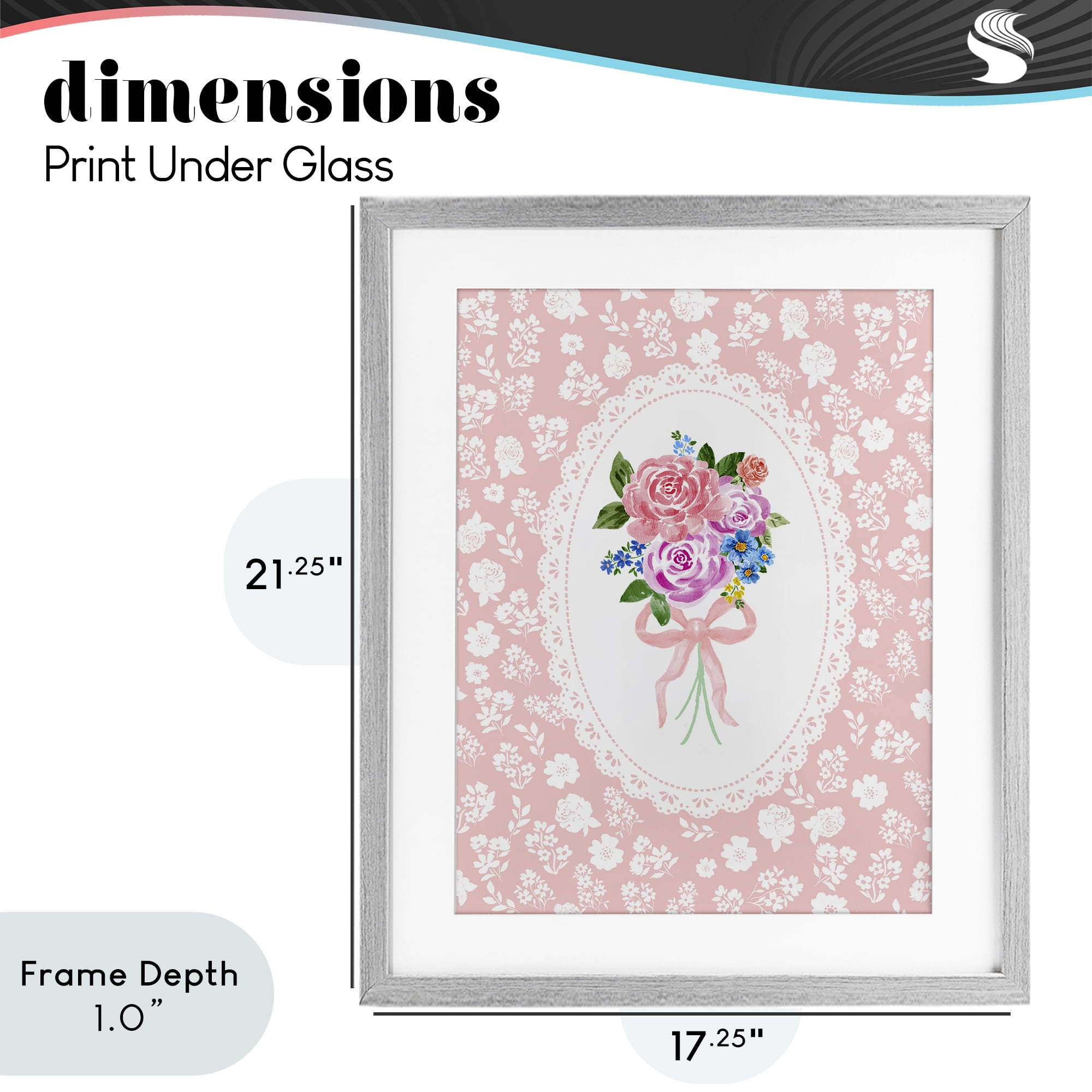 Stupell Industries Peach Feminine Bouquet Gray Framed Print Under Glass, design by Corinne Haig