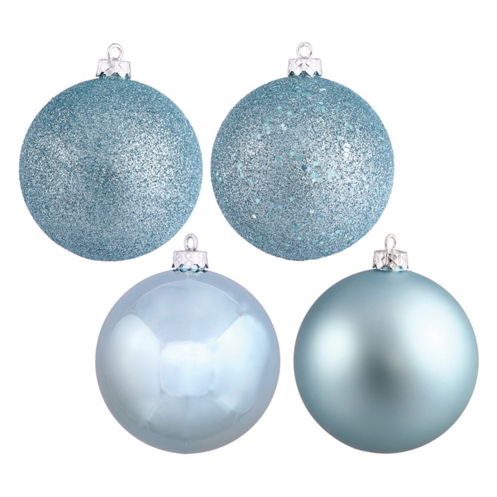 Vickerman 8" Baby Blue 4-Finish Ball Ornament Assortment, 4 per Bag - image 2 of 2