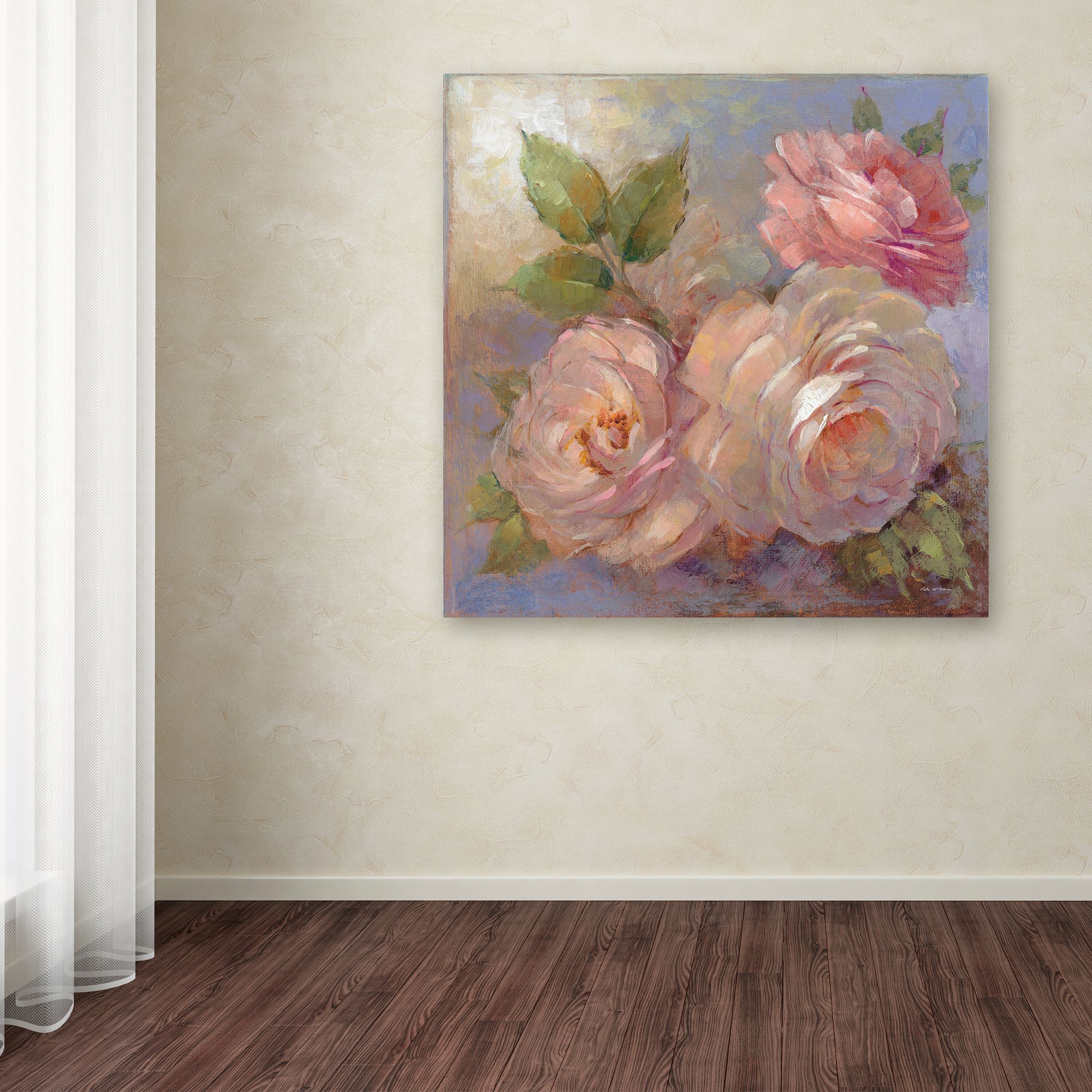 Trademark Fine Art 'Roses on Blue II Crop' Canvas Art by Peter McGowan
