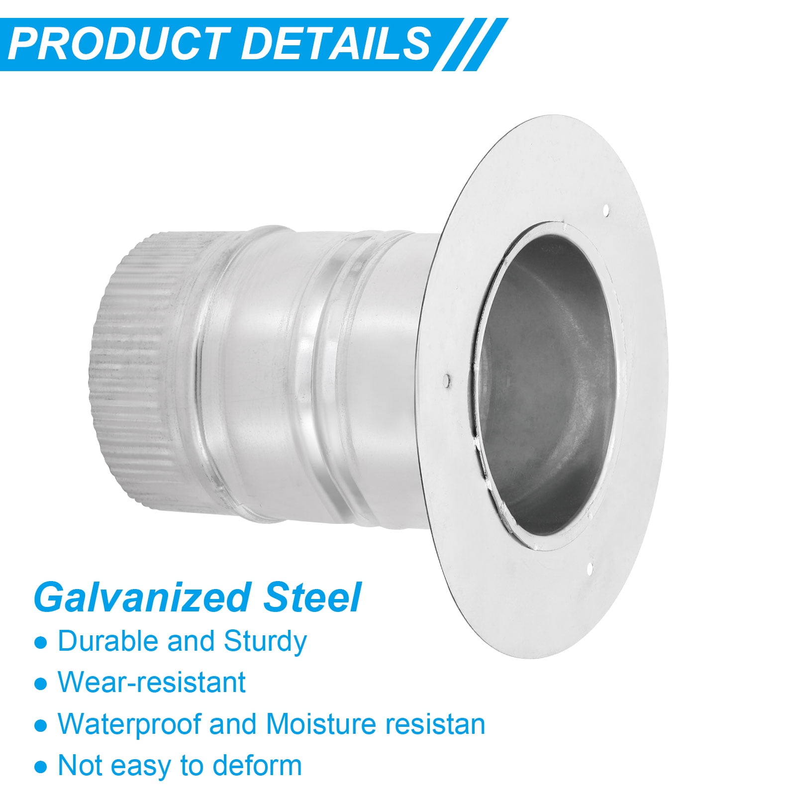 Uxcell 2 Pcs 4 Inch Galvanized Steel Round Duct Collar Duct Connector Flange Pipe Collar