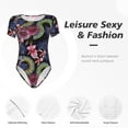 thumbnail image 6 of Rateoe Snake And Flower Printed Women Rash Guard Short Sleeve,Tummy control Swimsuit Surfing Swimsuit Bathing Suit Short-sleeved Onesie UPF 50+, 6 of 6