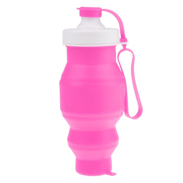 Botella plegable del pote de la taza de café del viaje del silicón de la taza del agua del campamento Rosado Sunnimix Botella de agua aislada