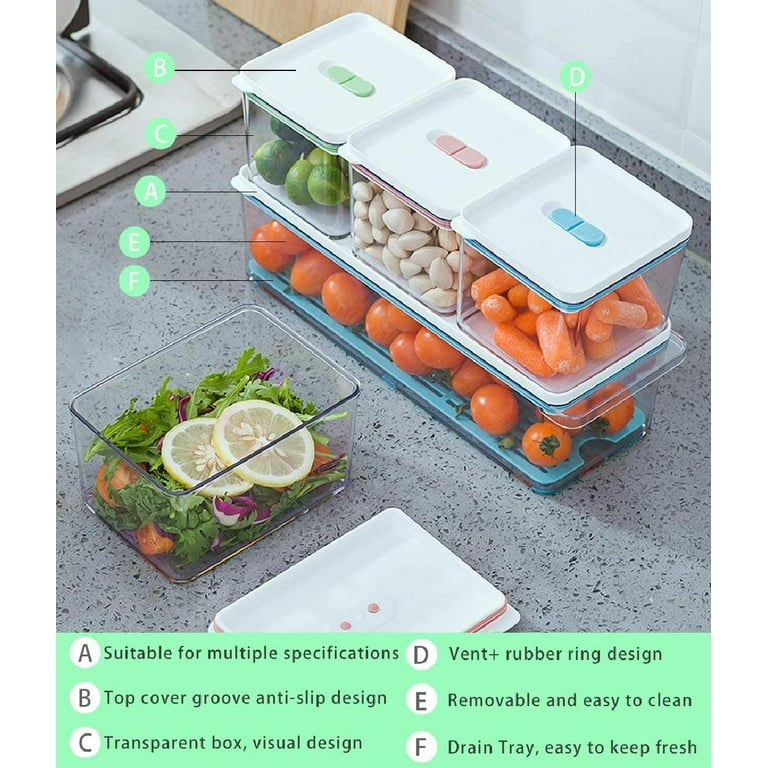 mDesign Vented Fridge Storage Bin Basket for Fruit, Vegetables, 4 Pack - Clear - Clear