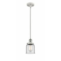 916-1S-WPC-G52-Innovations Lighting-Bell - 1 Light Stem Hung Mini Pendant In Industrial Style-10 Inches Tall and 5 Inches Wide-White/Polished Chrome