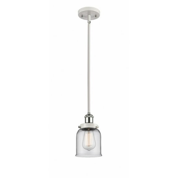 916-1S-WPC-G52-Innovations Lighting-Bell - 1 Light Stem Hung Mini Pendant In Industrial Style-10 Inches Tall and 5 Inches Wide-White/Polished Chrome