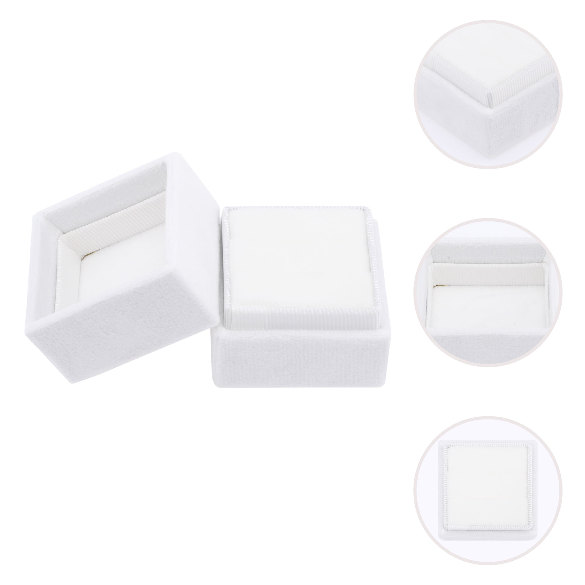 Unique Bargains Velvet Square Ring Box Storage for Proposal White