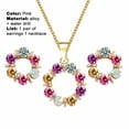 thumbnail image 7 of Ayyufe Necklace Colorful Rhinestone Round Women Pendant Necklace Earrings Set for Party, 7 of 7