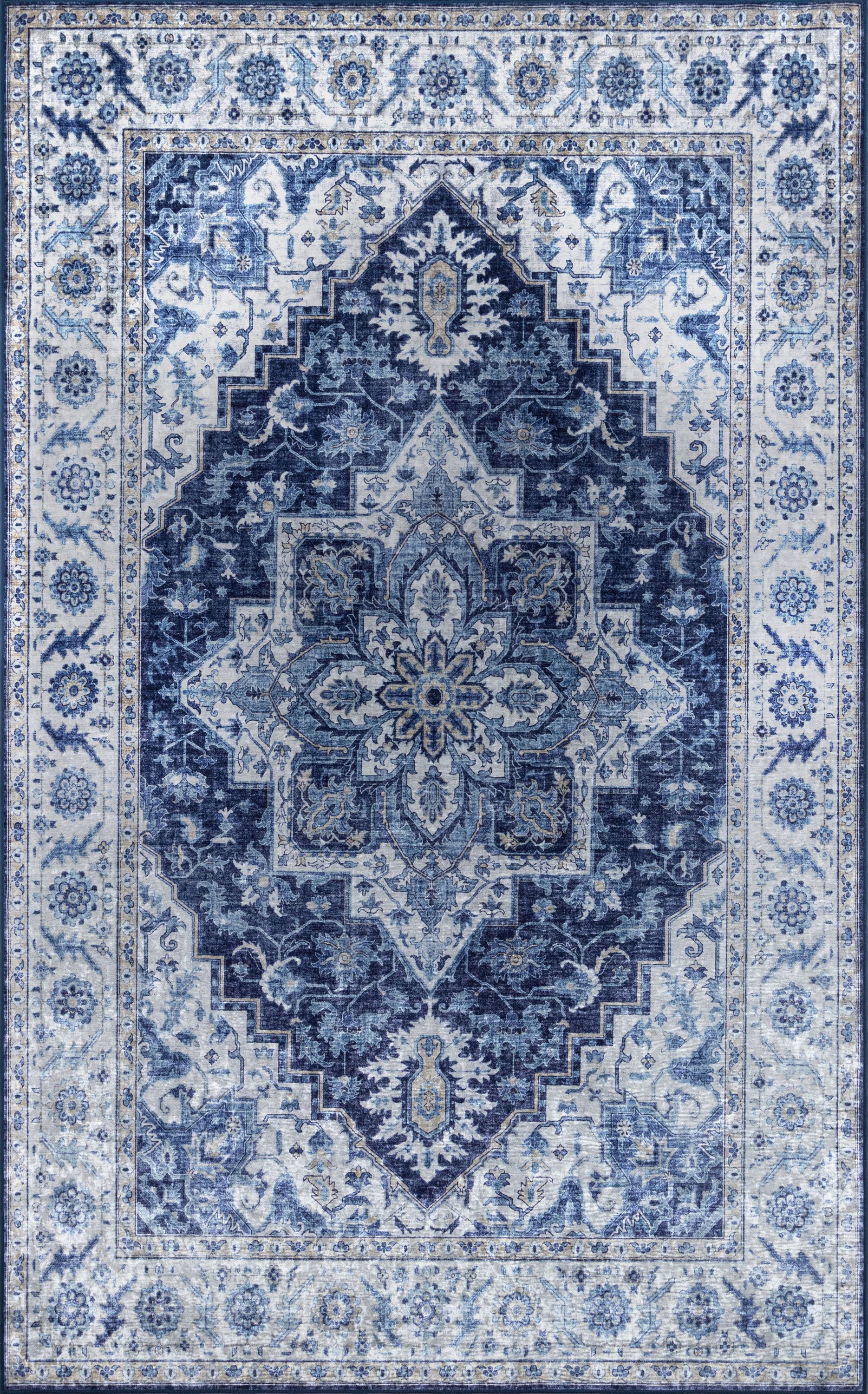 Momeni Karachi Machine Made Polyester Blue Area Rug 2' X 3'