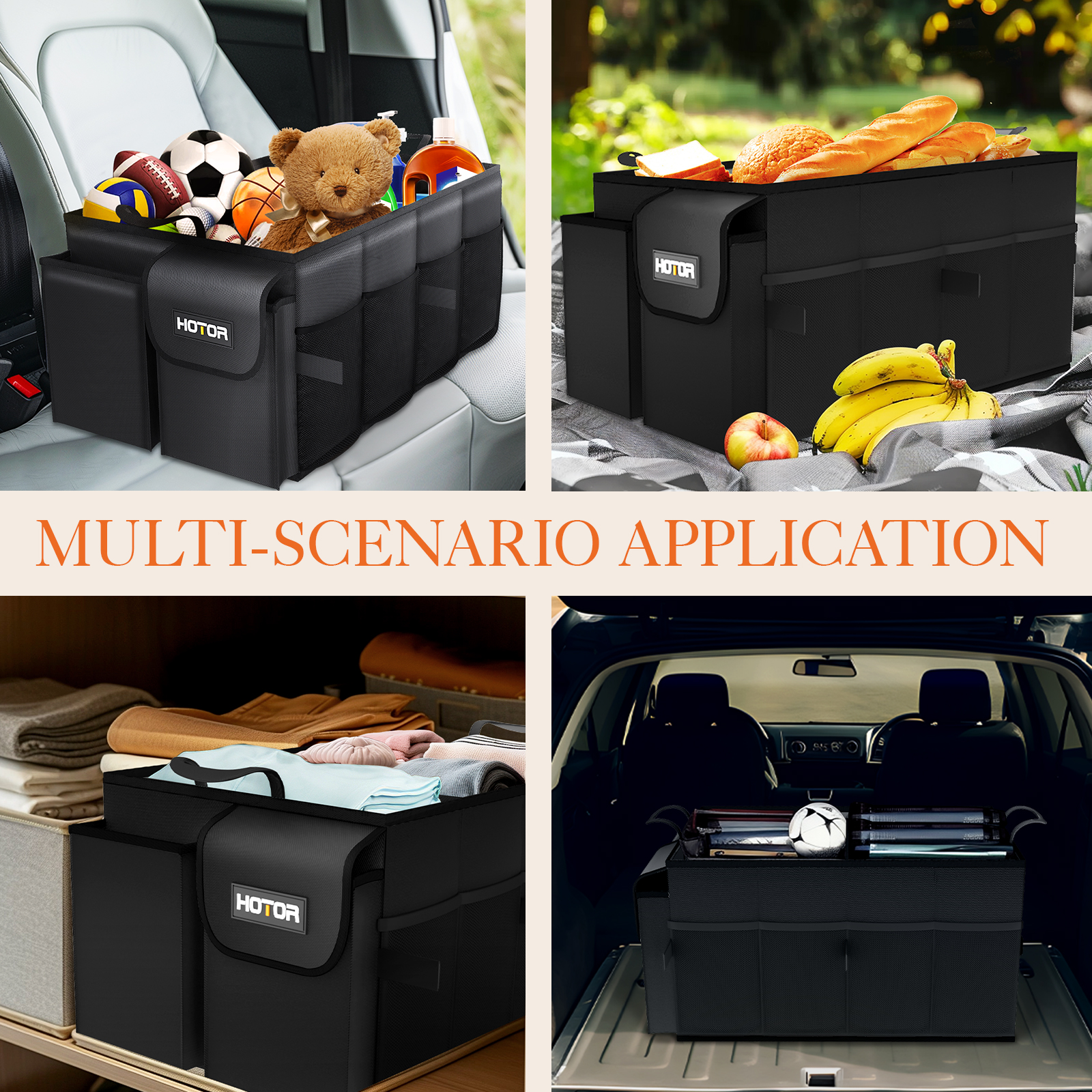 HOTOR Trunk Organizer, 46L with 2 Compartments photo 5