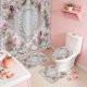 thumbnail image 5 of Accesorios de baño Cortina de ducha de San Valentín con lazo Impresión digital en tinta rosa Cortina divisoria impermeable para baño Conjunto de baño de poliéster, 5 of 6