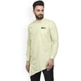 thumbnail image 4 of eloria Indian Traditional Men's Lime Green Solid Thread Work Kurta, 4 of 7