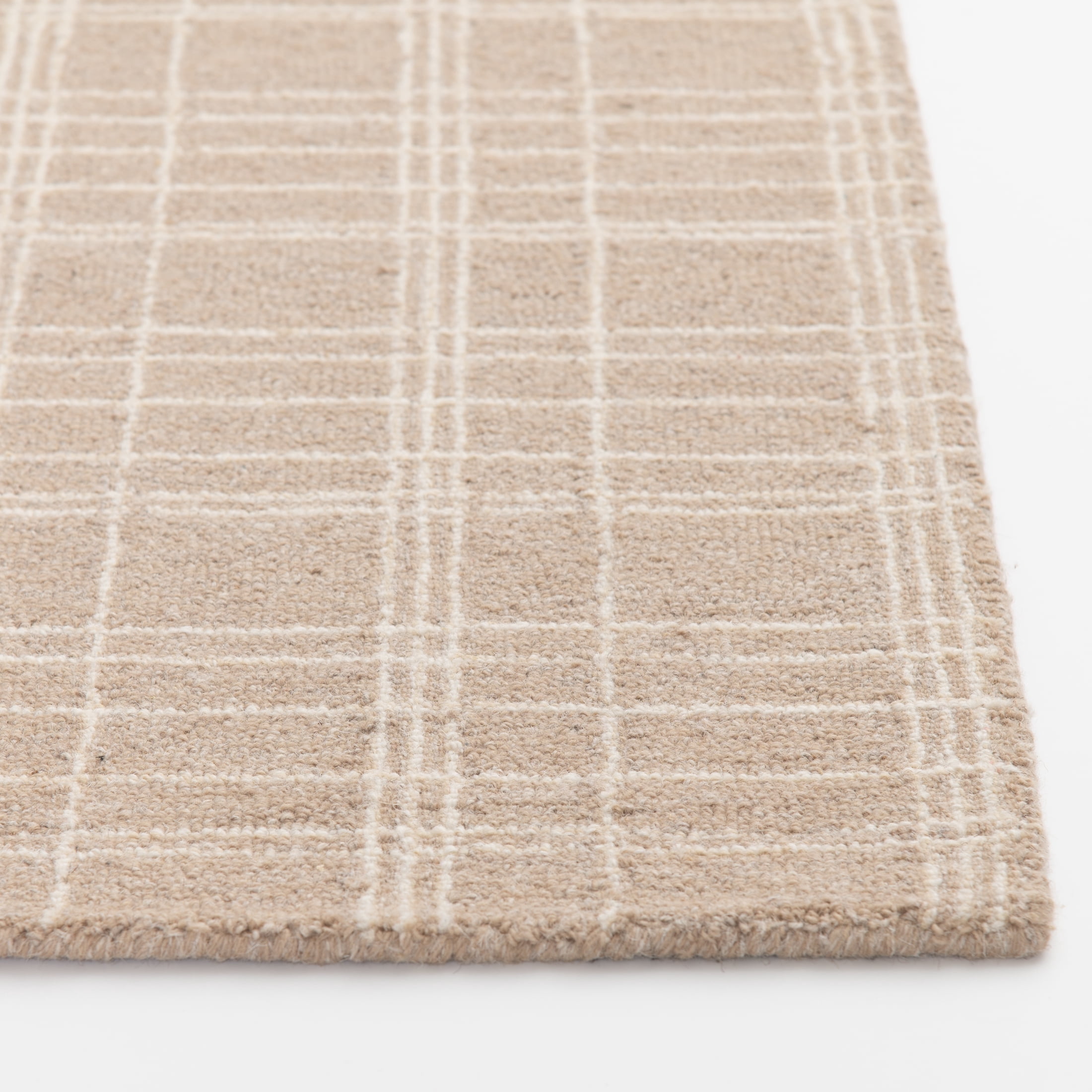 Better Homes & Gardens Beige Plaid Wool Indoor Runner Rug, 2'6"x7'