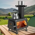 thumbnail image 2 of Costway Portable Wood Burning Stove Wood Camping Stove Heater with 2 Cooking Positions Patented, 2 of 10