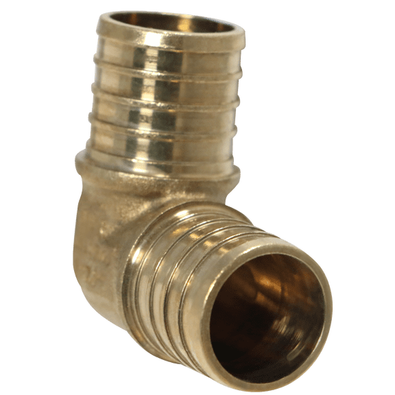 10 Pcs XFITTING Pex 1 Inch x 1 Inch Pex Elbow Brass Crimp Fitting, 23-1-2=10X