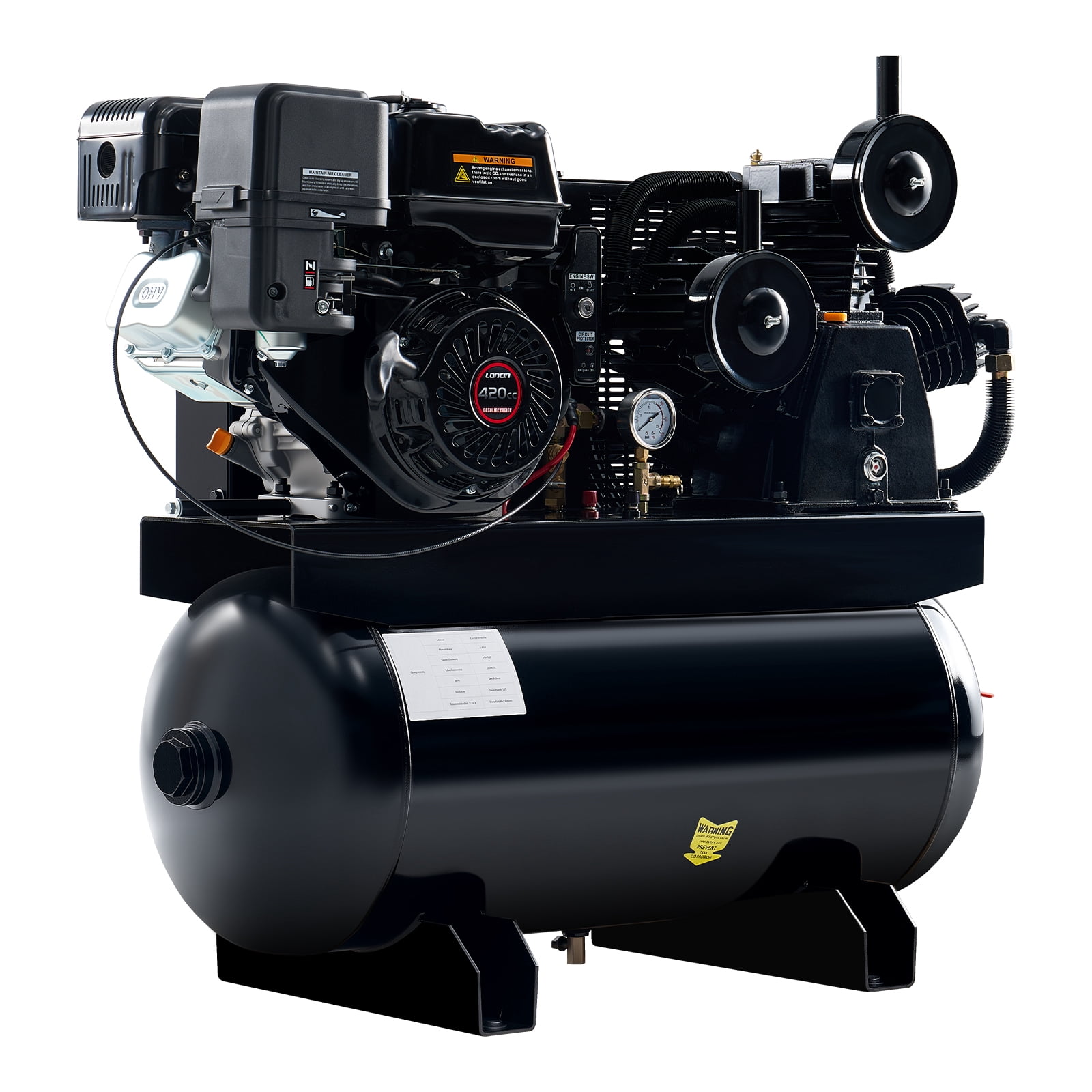 Jocisland 13HP Gas Powered Air Compressor, 30 gal 18CFM@Max180PSI, 420cc Loncin Engine Gasoline Driven Piston Pump for Workshop, Construction Sites