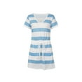 thumbnail image 1 of Diconna Color Block Striped V-neck Short Sleeve Dress with Drawstring Pocket, 1 of 8