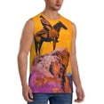 thumbnail image 2 of Bixox Men's Cliff Western Cowboy Printed Shirt Sleeveless Fitness Tank Top-3X-Large, 2 of 5