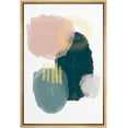 thumbnail image 3 of PixonSign Framed Canvas Print Wall Art Pink, Teal and Green Brushstrokes Geometric Shapes Digital Art Modern Art Minimalist Relax/Calm Cool for Living Room, Bedroom, Office - 24"x36" Natural, 3 of 5