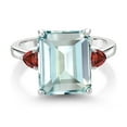 thumbnail image 2 of Gem Stone King 5.81 Ct Octagon Sky Blue Simulated Aquamarine Red Garnet 925 Sterling Silver Ring (Size 5), 2 of 3