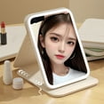 thumbnail image 4 of Foldable Makeup Mirror with LED Lights, Stepless Dimming Portable Mirror for Makeup with Brightness and Color Temperature Adjustable, Triangle Support for Stability, 4 of 7