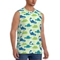 thumbnail image 2 of Bixox Men's Cute Dinosaur Blue Green Printed Shirt Sleeveless Fitness Tank Top-XX-Large, 2 of 7