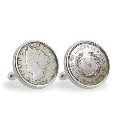 American Coin Treasures 1883 First-Year-of-Issue Liberty Nickel Sterling Silver Cuff Links