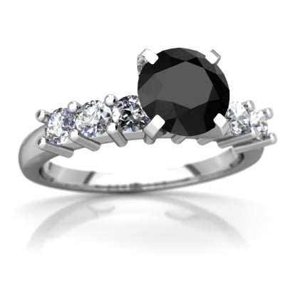 Jewels For Me Black Onyx Engagement Ring In 14k White Gold Black Onyx Engagement Ring In 14k White Gold