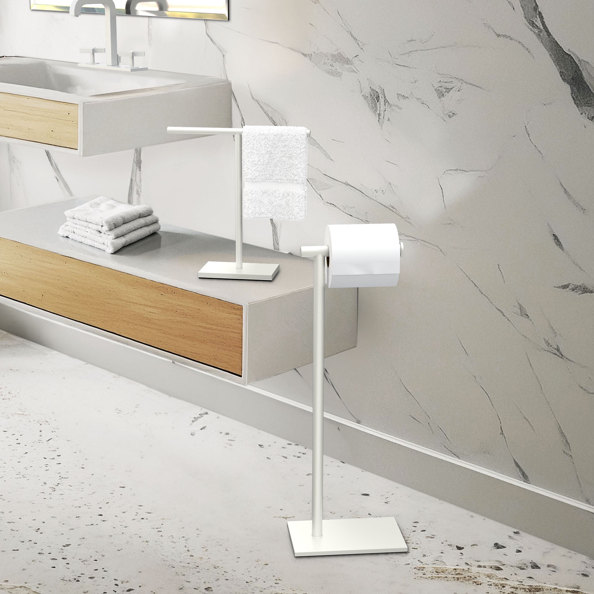 Gatco 1344SN Countertop T-Shape Hand Towel Holder 11", Acrylic/Satin Nickel