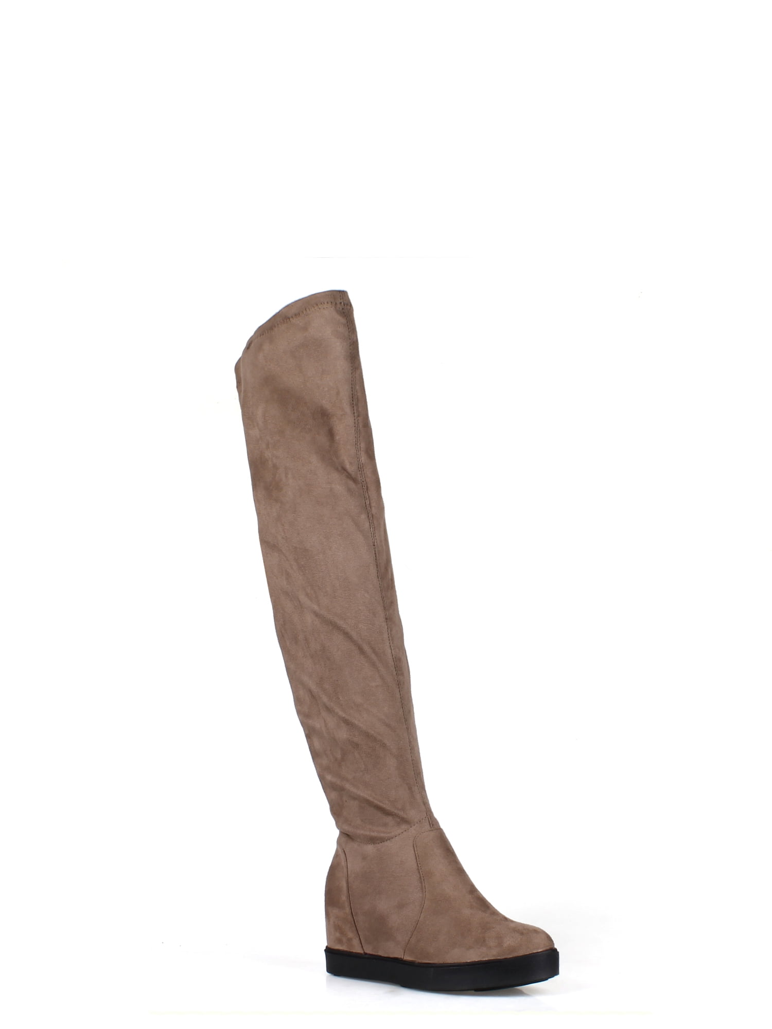 Nature Breeze Over the Knee Women's Wedge Boots in Taupe