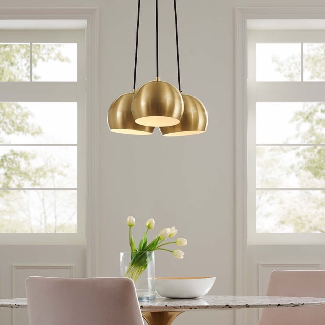 Modway Chalice 3-Light Metal Pendant in Satin Brass