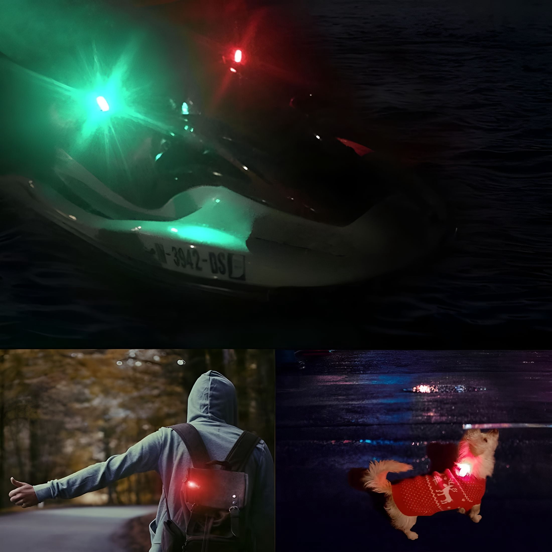 HIBIBUD 6Pcs Navigation Lights for Boats Kayak,Led Safety Light,3 Types Flashing Mode,Easy Clip-On Kit for Boat Bow,Stern,Mast,Paddles,Pontoon,Kayaking Accessories,12Pcs Extra Batteries