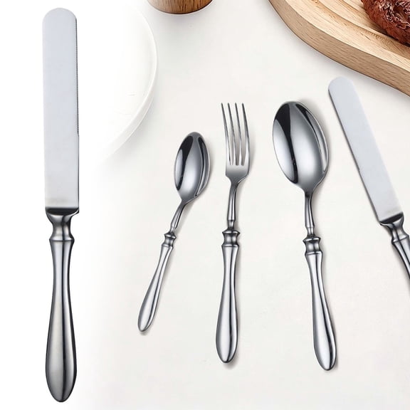 Steak Knife And Fork Basdi 304 Stainless Steel Steak Knife & Fork Set - Gourd Handled Western Tableware - Dessert & Main Course Cutlery for Hotel & Home, Western Cutlery