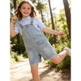 thumbnail image 3 of JLMSPLWG Teen Denim Jumpsuit Girl Vintage Jeans Overalls Teens Solid Color Work Outfits Kids Y2K Adjustable Bib Shorts Pant with Pockets Girl Clothes, 3 of 8
