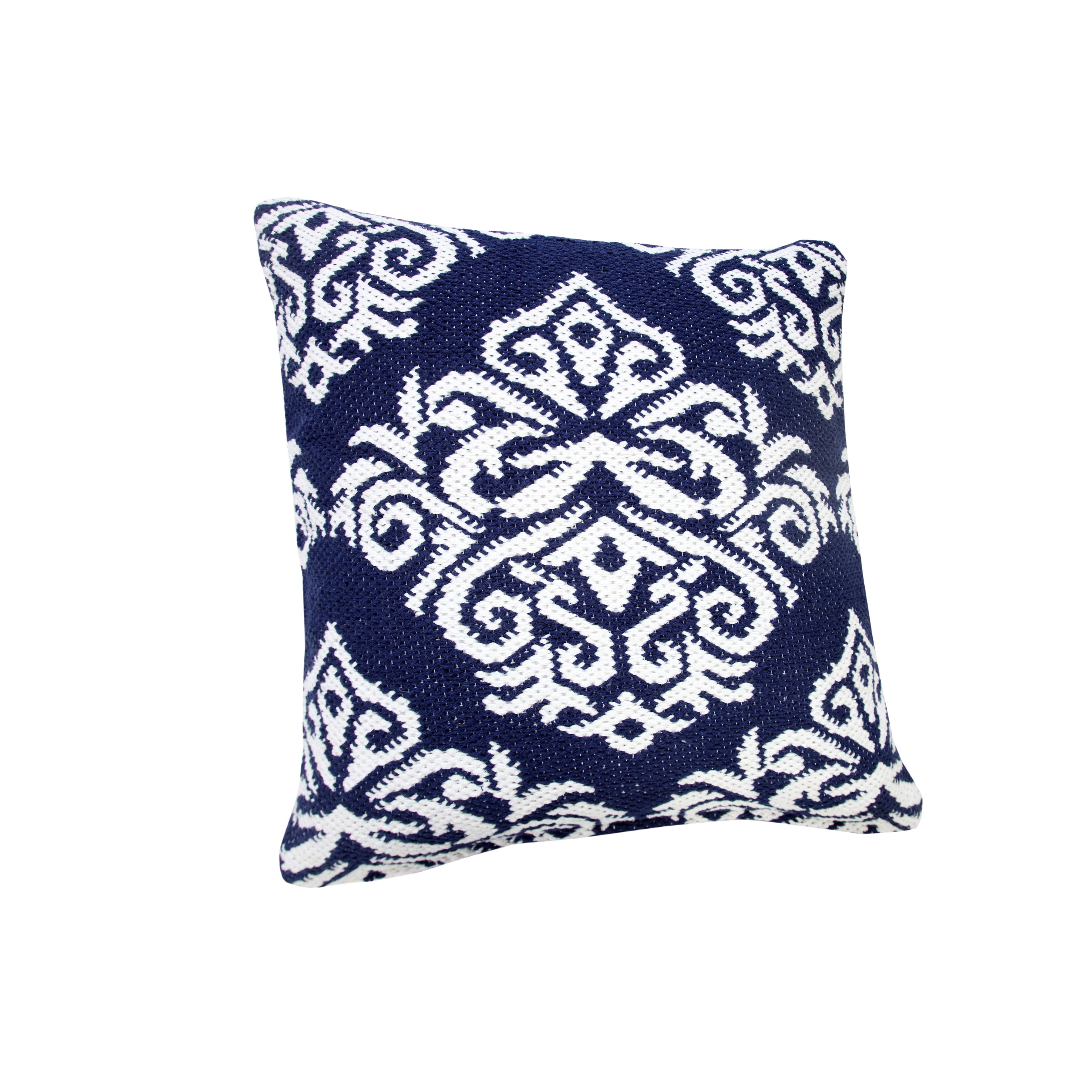 Ox Bay Damask Throw Pillow, Blue and White, 20" Square, Count Per Pack 1