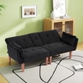 thumbnail image 4 of Leumius 72 Inch Futon Sofa Bed,Velvet Futon Couch with Adjustable Backrest and Cupholders,Suitable for Apartment,Living Room,Small Space,Black, 4 of 12