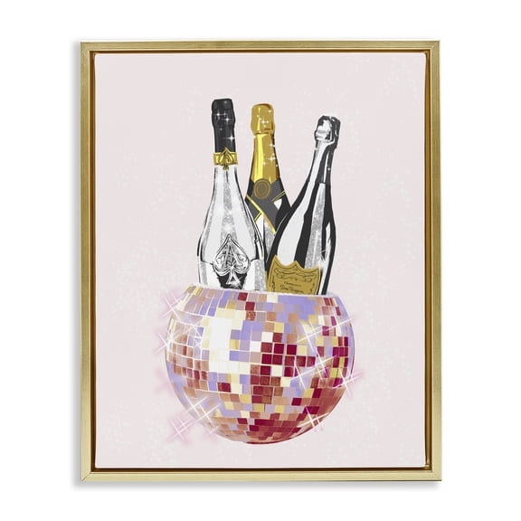 Stupell Industries Art Deco Glam Disco Champagnes Gold Floating Frame Canvas Art, 17 x 21, by Ziwei Li
