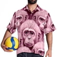 thumbnail image 4 of Pink Monkey Gorilla Men's Short Sleeve Beach Shirts, Hawaiian Printed Button Down Summer Casual Unisex Men's Shirts, 4 of 6