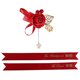 thumbnail image 1 of Ramillete de rosas artificiales para novia, novio, pecho, flores, accesorios de decoración para ropa de boda, 2 piezas de ramilletes rojos con cinta con nombre, 1 of 11