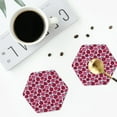 thumbnail image 4 of Fuzoiu Rose Flowers Print Leather Coasters Set,Drink Coasters Set of 4,for Tabletop Protection, Durable PVC Coasters,Home Décor and Housewarming Gift-Hexagon, 4 of 6