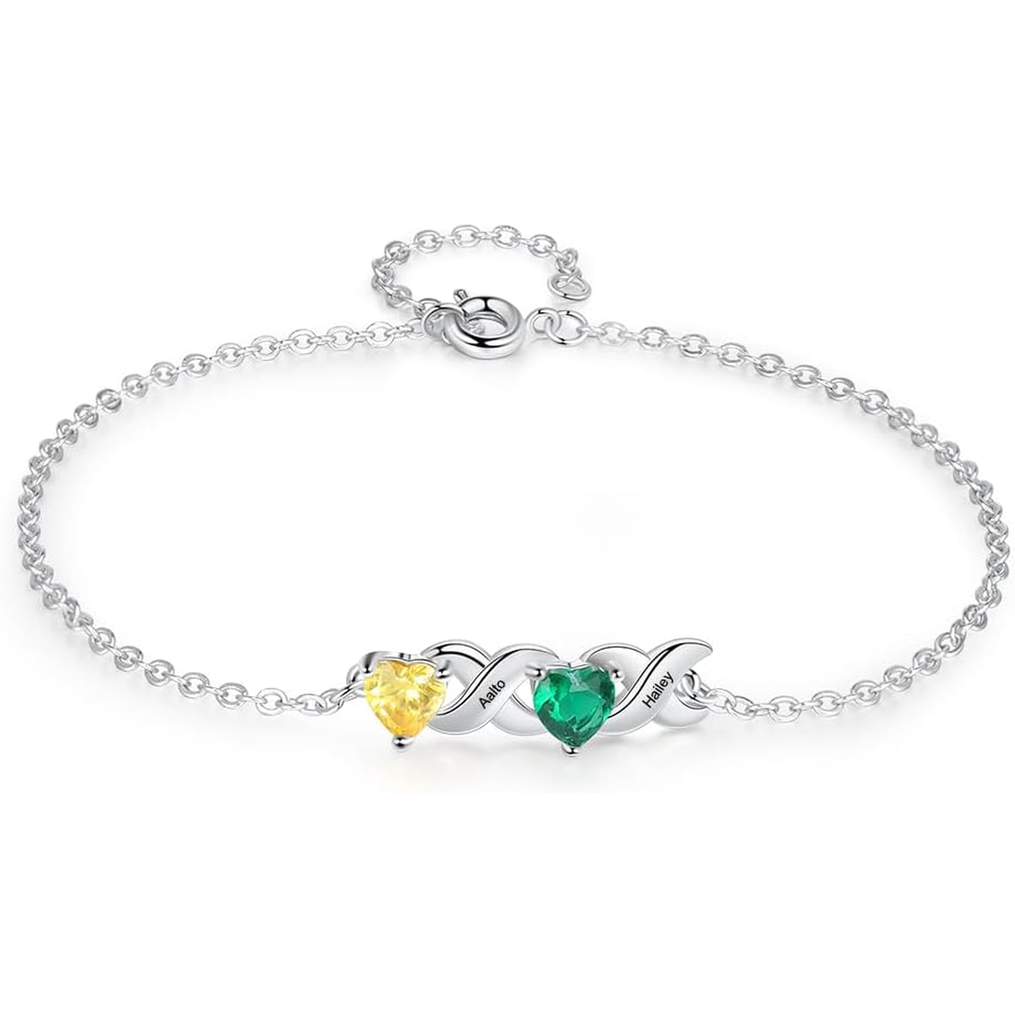 Personalized 2-6 Birthstone Bracelets for Women Custom Infinity Love Heart Charm Bracelet Mothers Day Jewelry Gifts for Mom Daughter Wife Grandma